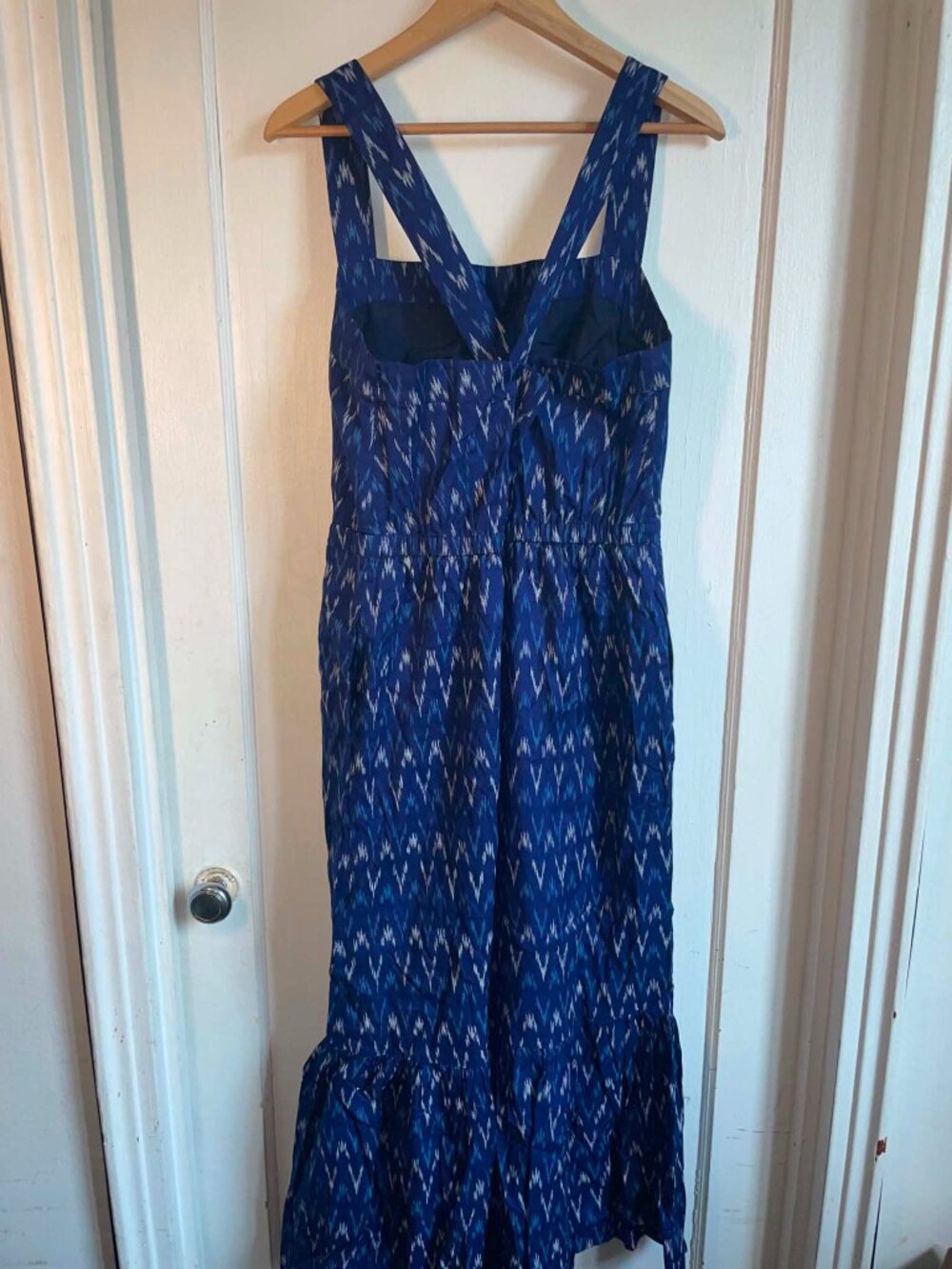 J.Crew Blue Ikat Maxi Dress Size 14 - Picture 2 of 10
